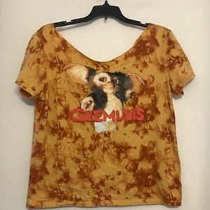 Gremlins movie tee cut out neck tie-dye style print (medium)
